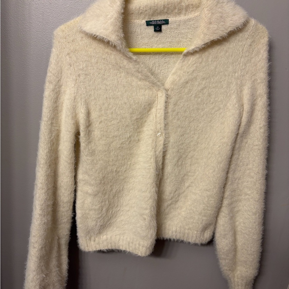 White Fuzzy Women's cardigan